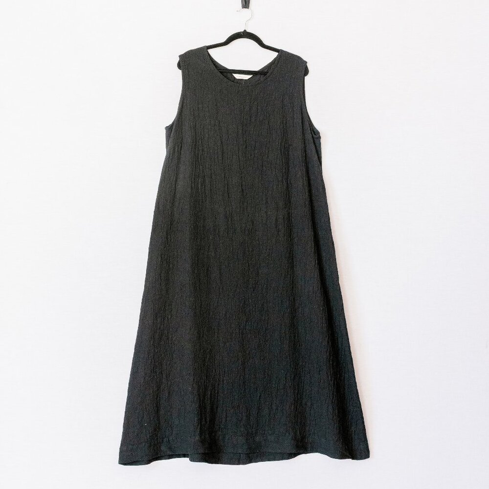 Elizabeth Suzann Petra Midi Dress in Black Linen Gauze